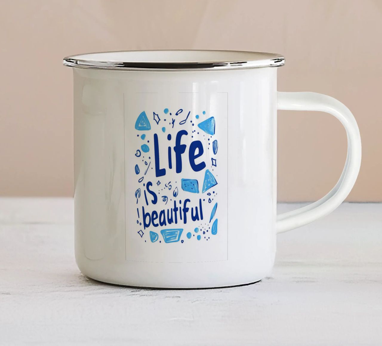 Life is beautiful tazza in smalto da Art Typo Essentiel