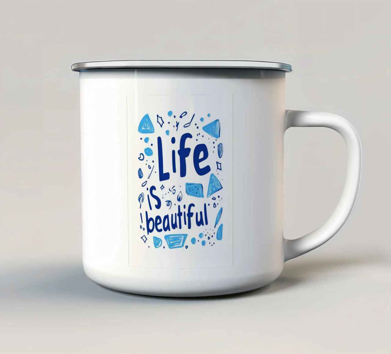 Life is beautiful tazza in smalto da Art Typo Essentiel
