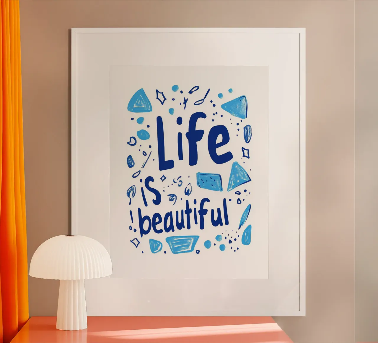 Life is beautiful poster con telaio in plastica da Art Typo Essentiel