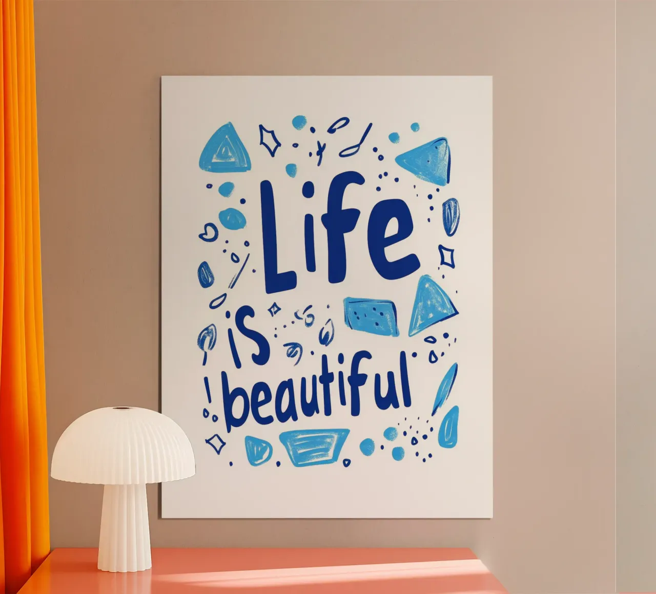 Life is beautiful poster con telaio in plastica da Art Typo Essentiel