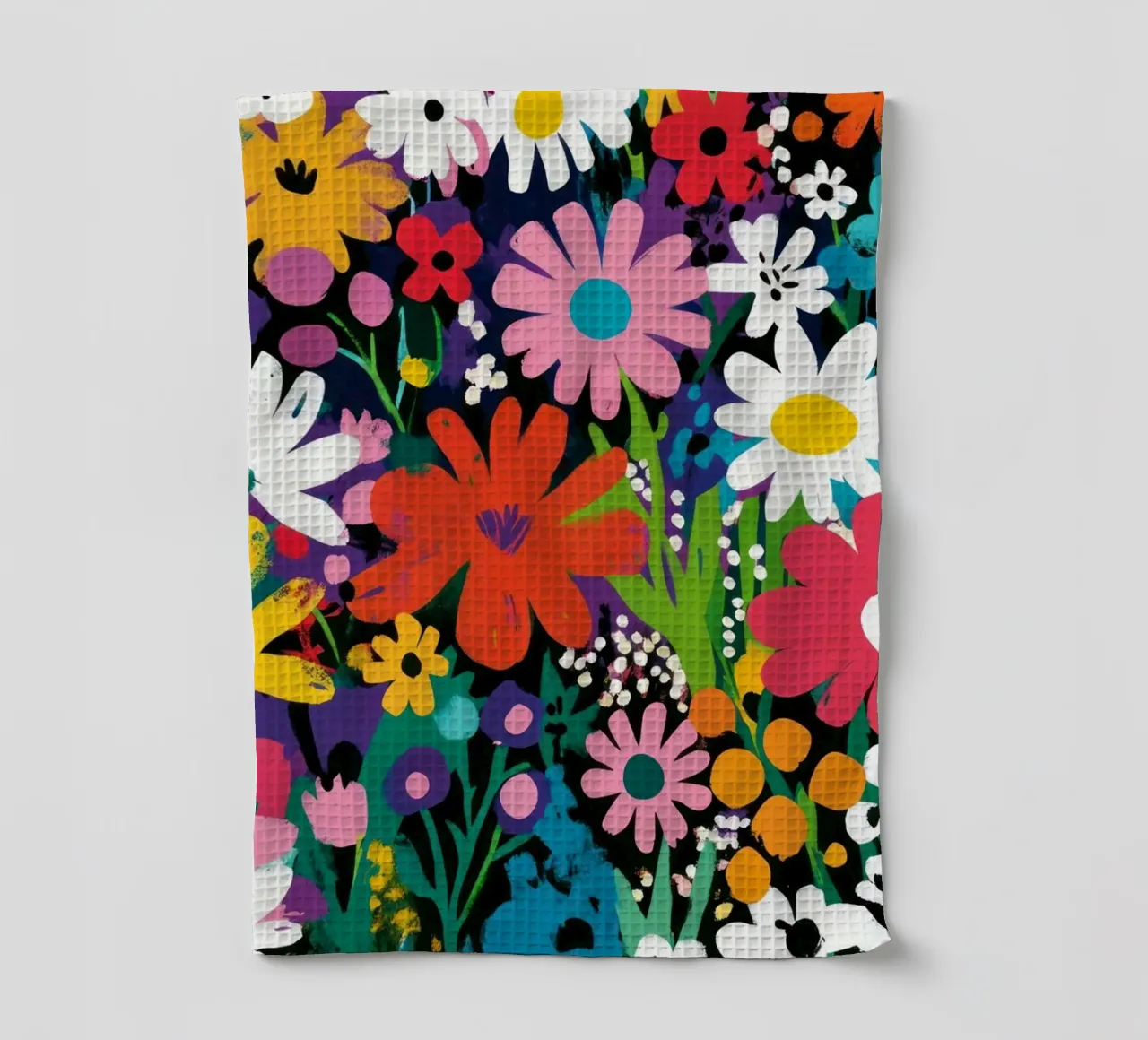 Audace giardino floreale di ispirazione matissiana Colori vibranti forme canovaccio da cucina da Modern Muse
