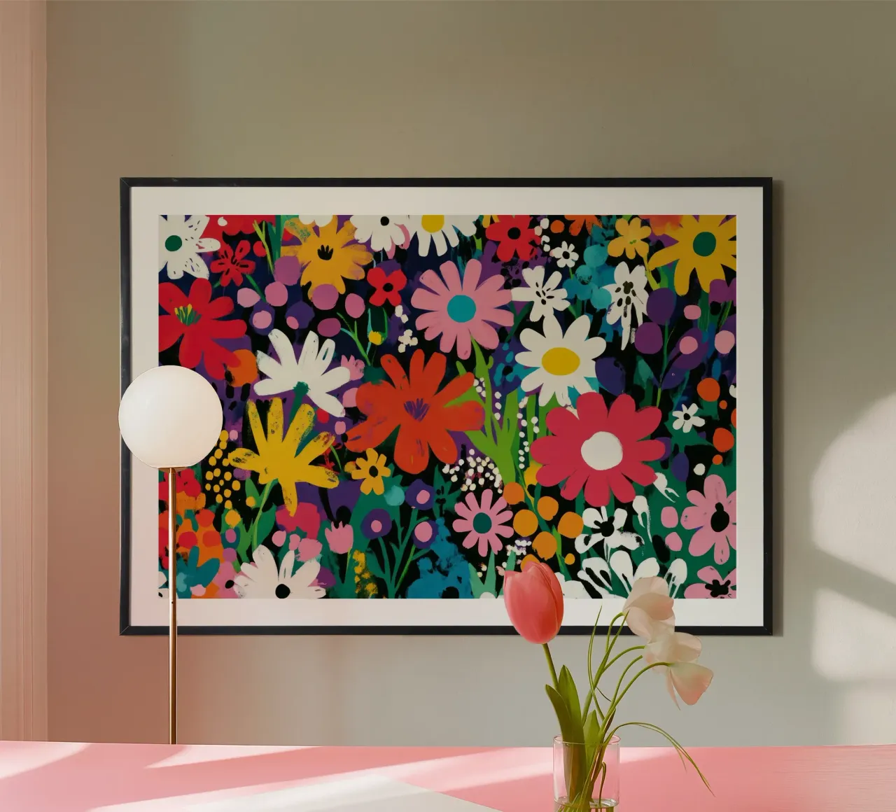 Bold Matisse-Inspired Floral Garden Vibrant Colors Shapes poster with aluminum frame by Modern Muse