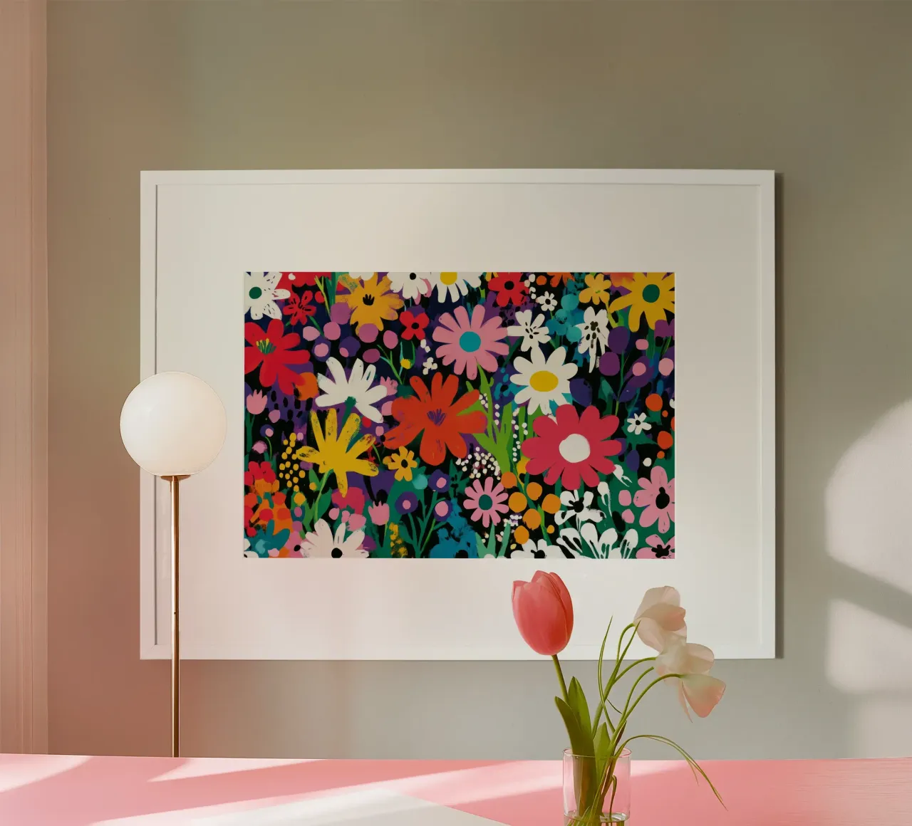 Bold Matisse-Inspired Floral Garden Vibrant Colors Shapes poster with aluminum frame by Modern Muse