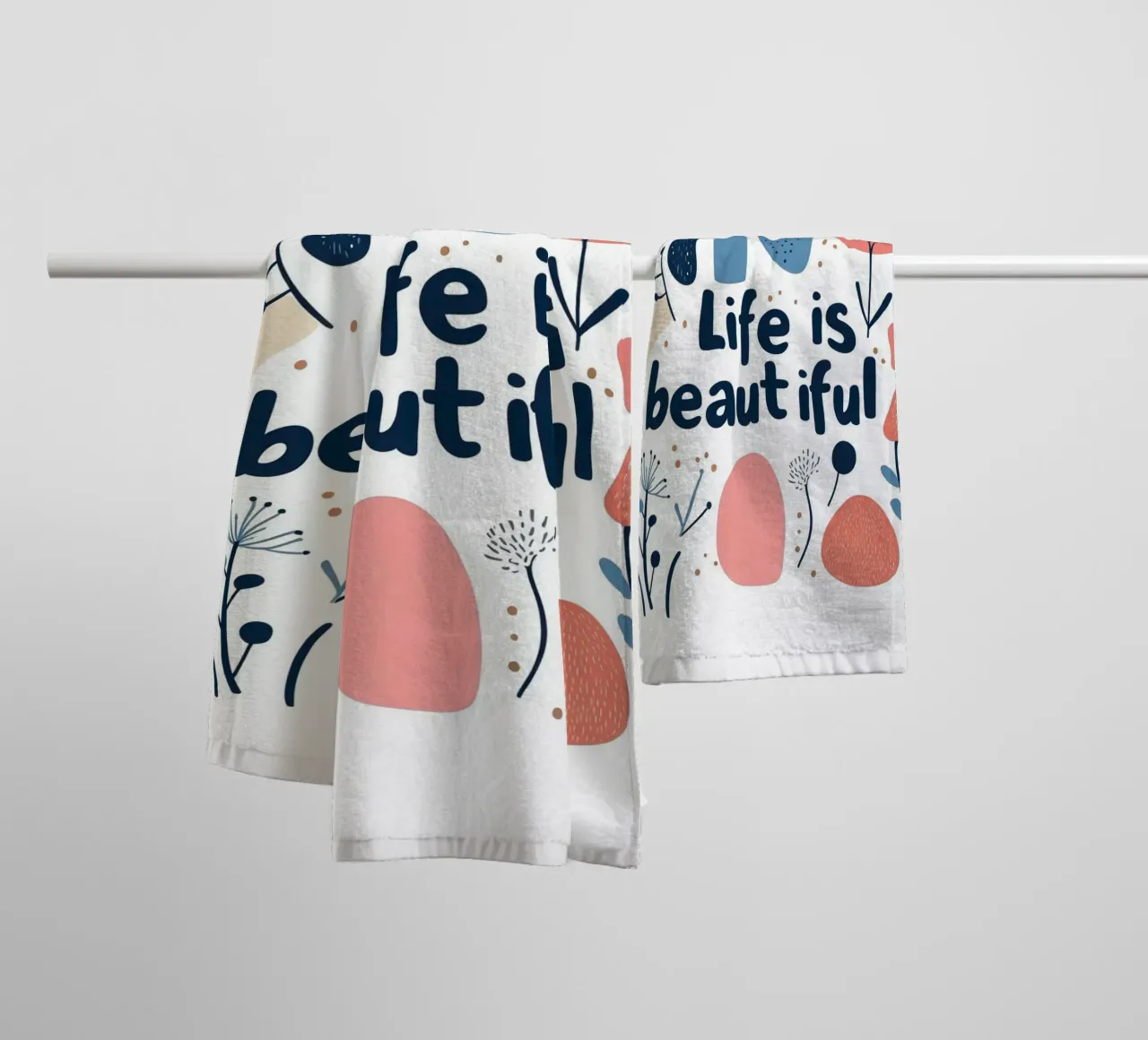 Life is beautiful - 2 asciugamano da bagno da Art Typo Essentiel