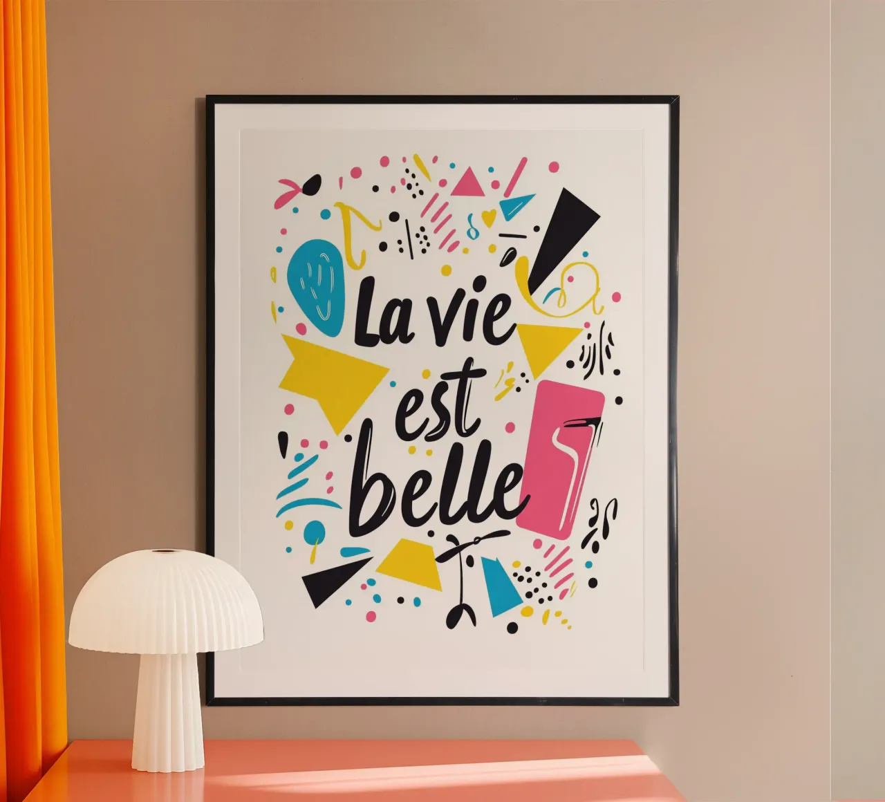 La vie est belle poster con telaio in plastica da Art Typo Essentiel