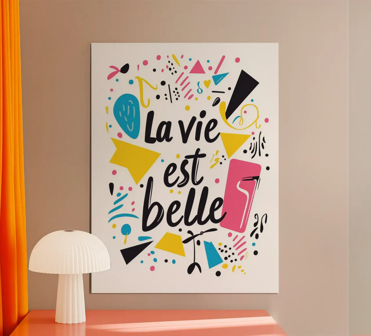 La vie est belle poster con telaio in plastica da Art Typo Essentiel