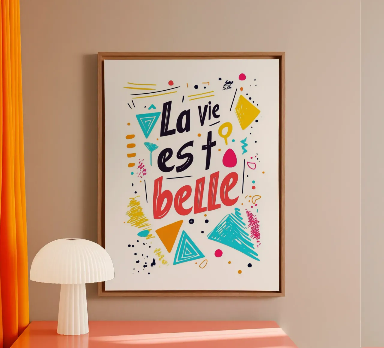 La vie est belle - 2 canvas met Baklijst van Art Typo Essentiel
