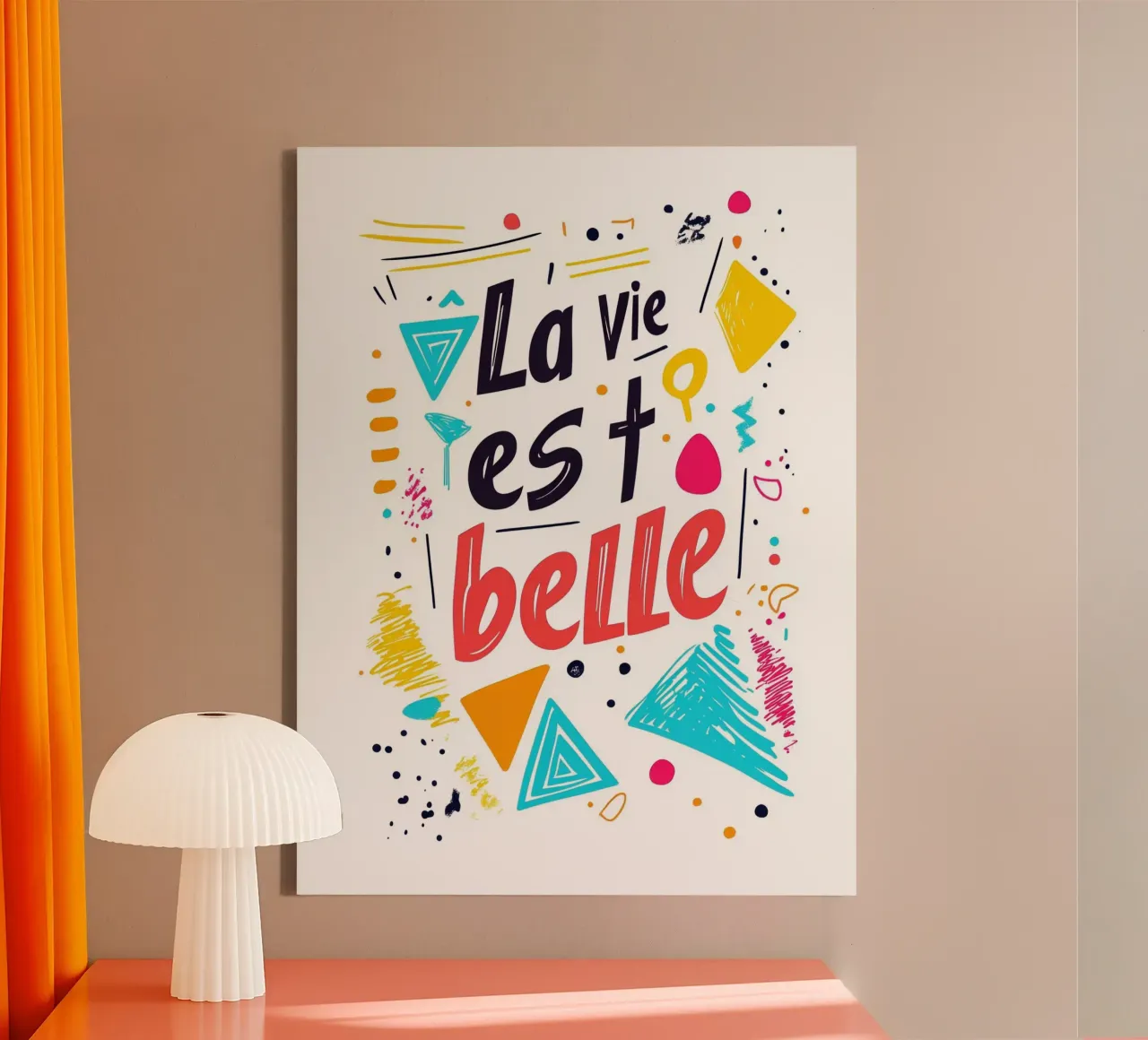 La vie est belle - 2 canvas met Baklijst van Art Typo Essentiel