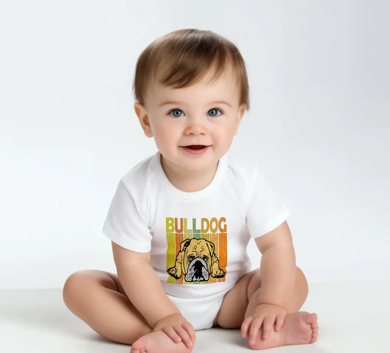 Bulldog Retro Design body neonato maniche corte da vickeyroads