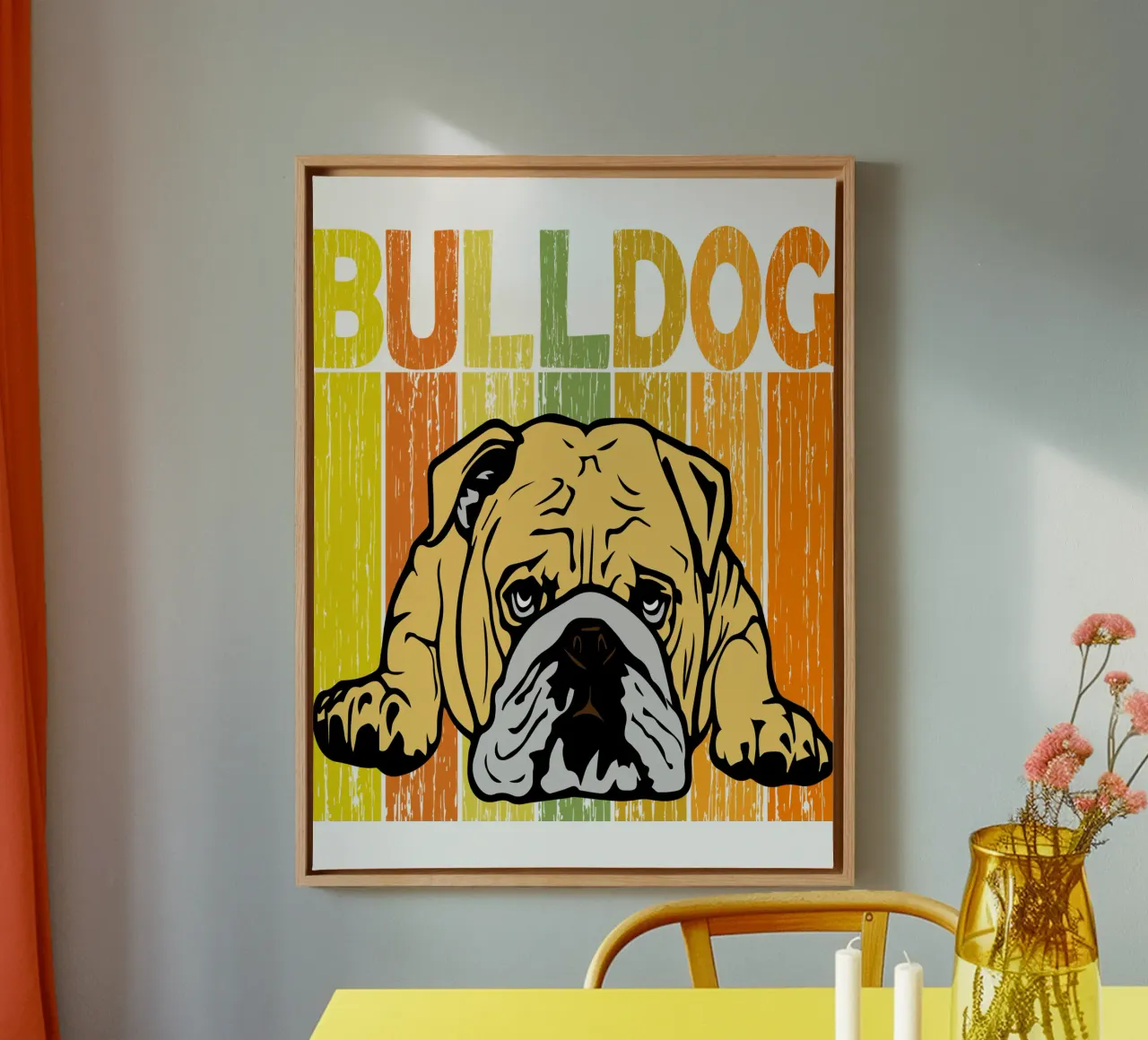 Bulldog Retro Design tela con Cornice a cassetta da vickeyroads