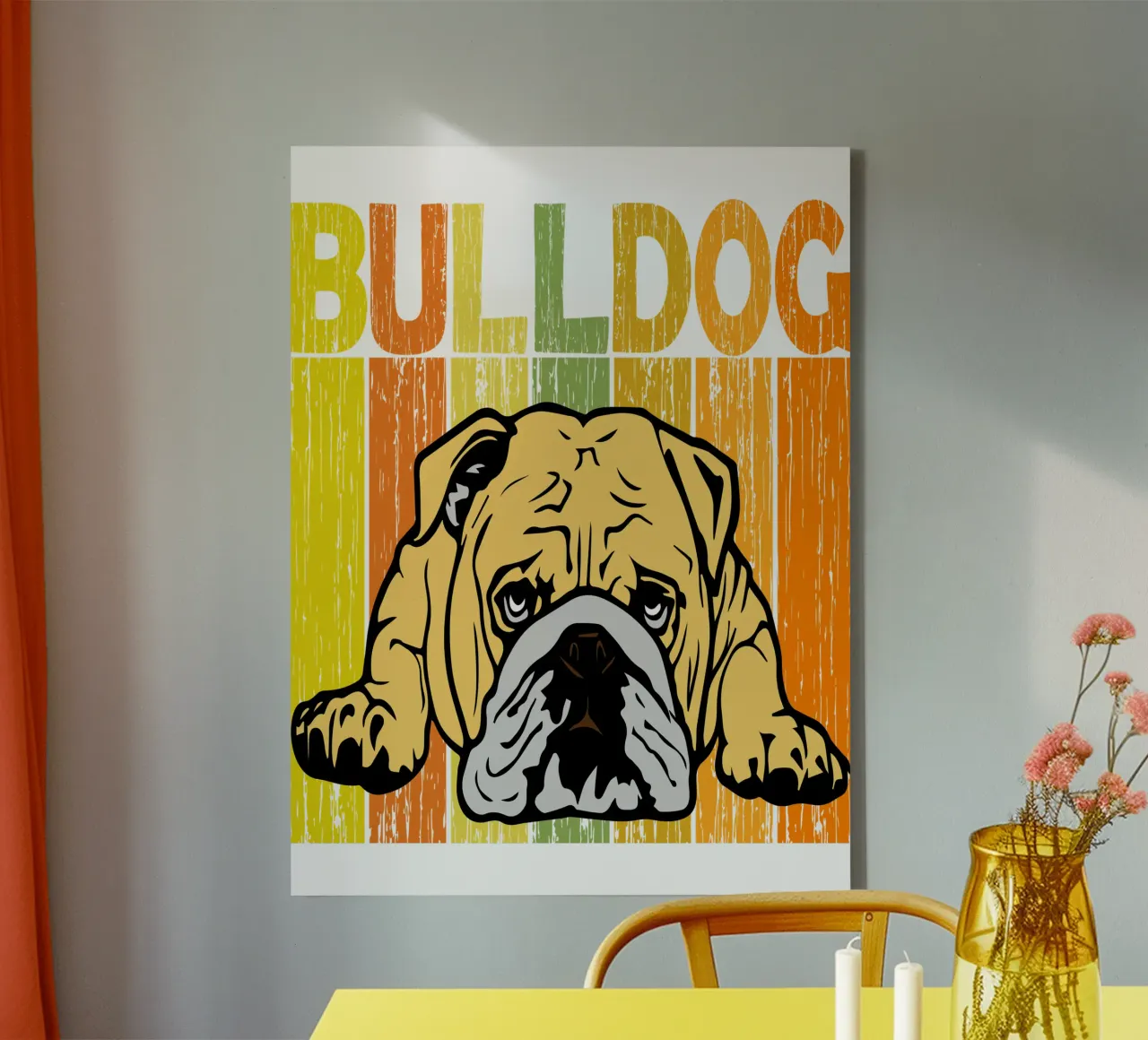 Bulldog Retro Design tela con Cornice a cassetta da vickeyroads