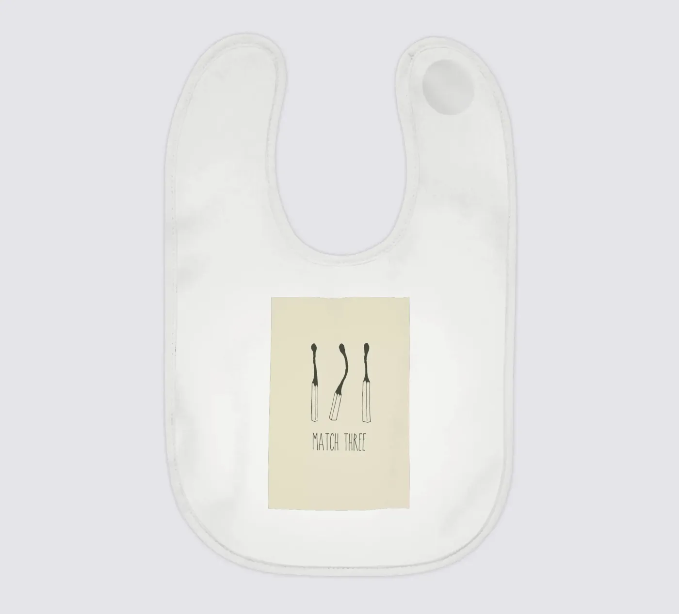 Match Three baby bib by Rob Art | Illustration