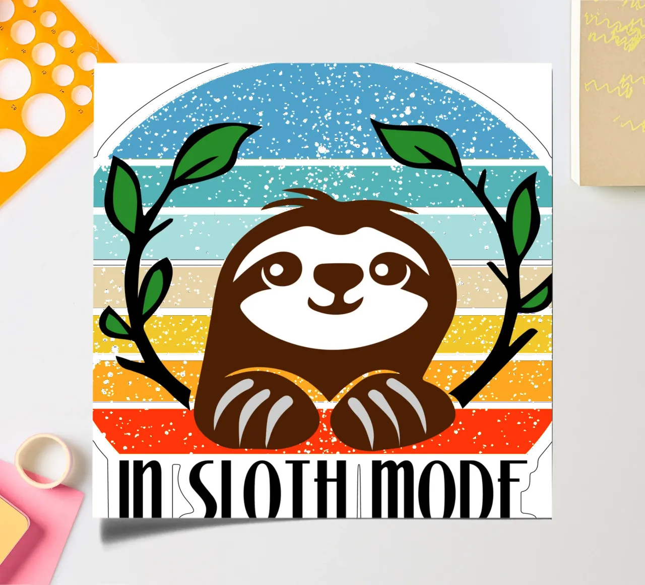 Im Faultiermodus Ikonisches Design Stickerbogen von vickeyroads