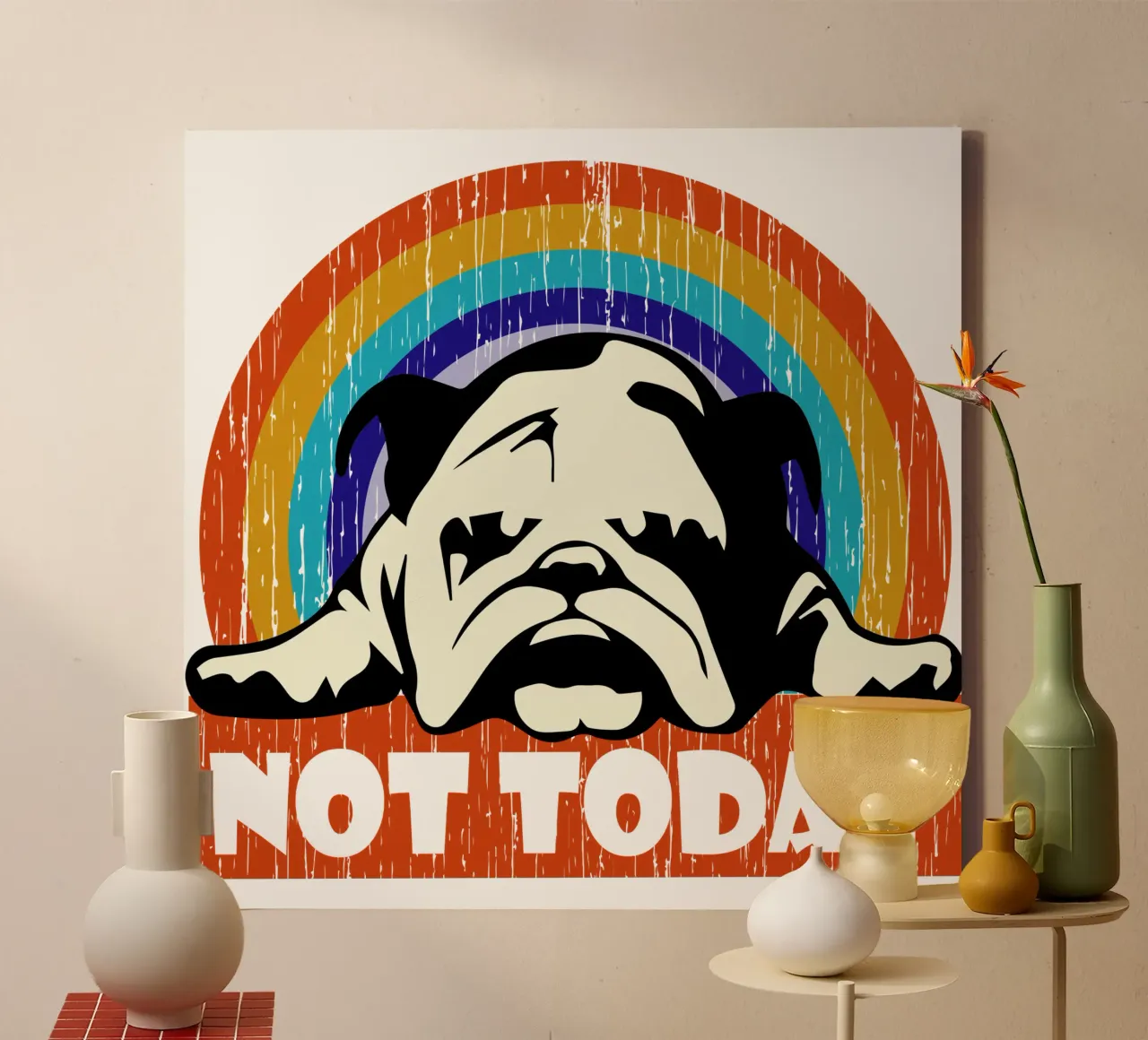 Niet vandaag Retro Design canvas van vickeyroads