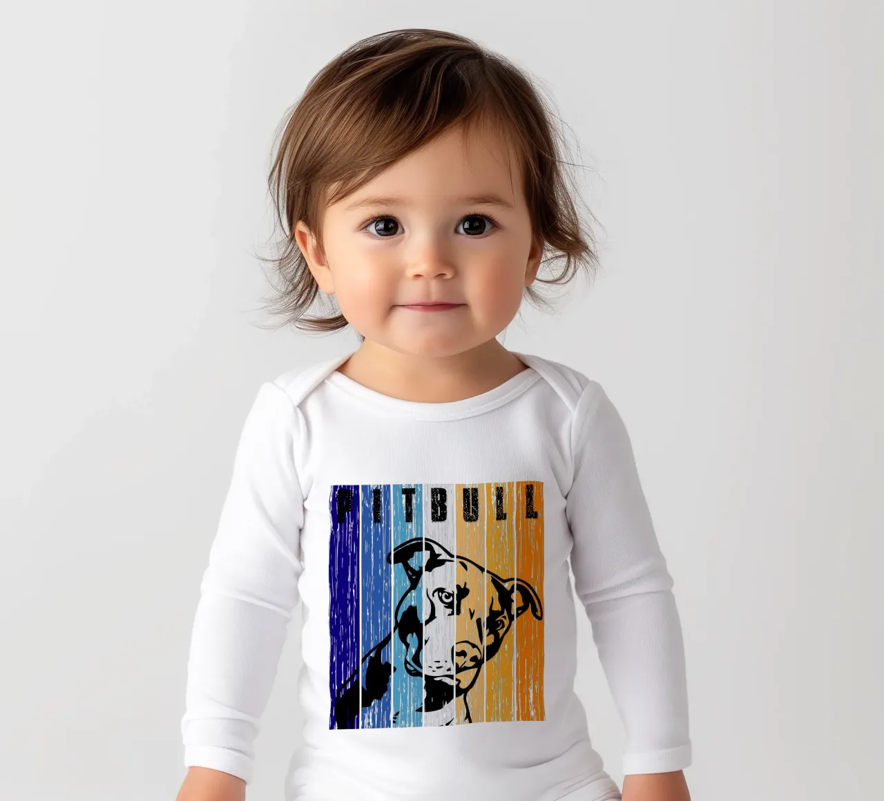 Pitbull Retro Design long-sleeve baby romper by vickeyroads