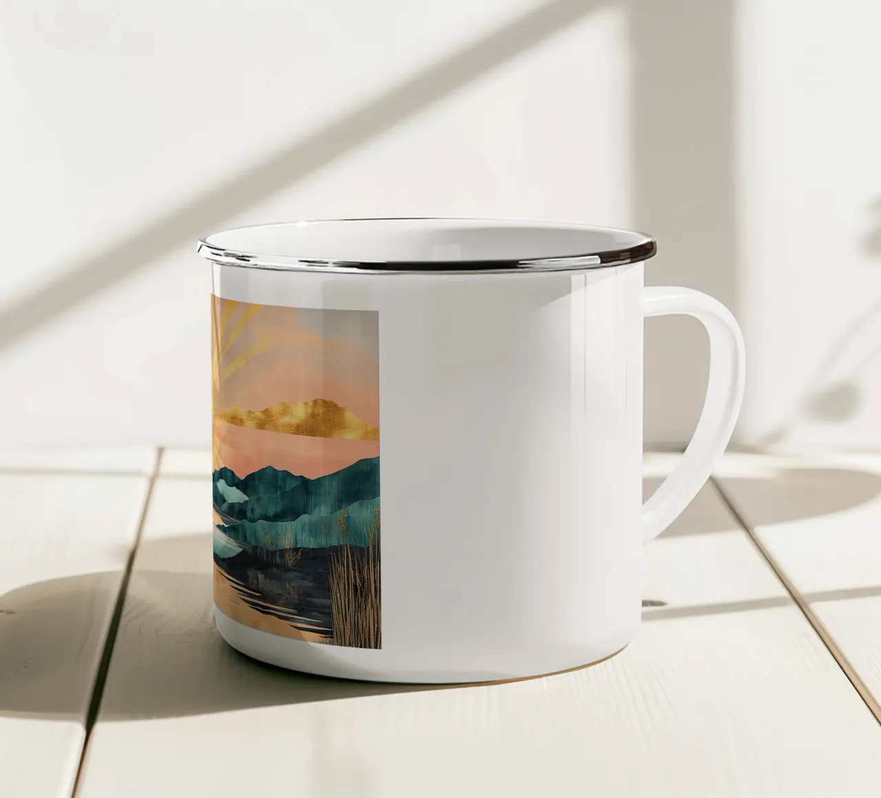 Where the Sun Meets the Hills tazza in smalto da Niklas