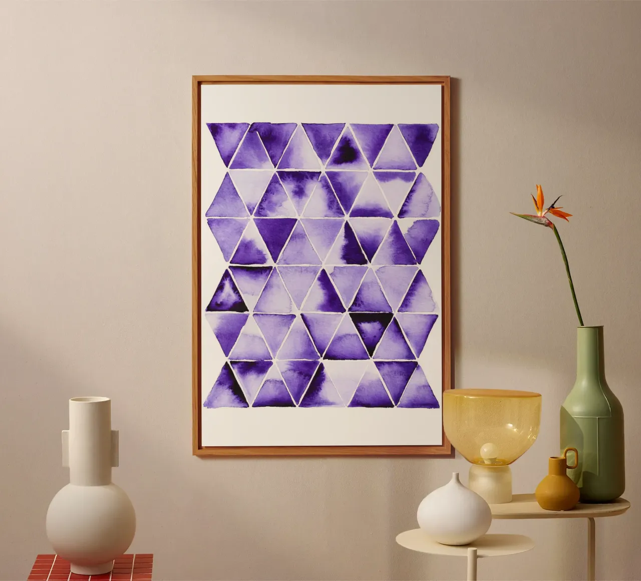 Alina Buffiere - Violette Dreiecke alluminio dibond da The Artcircle