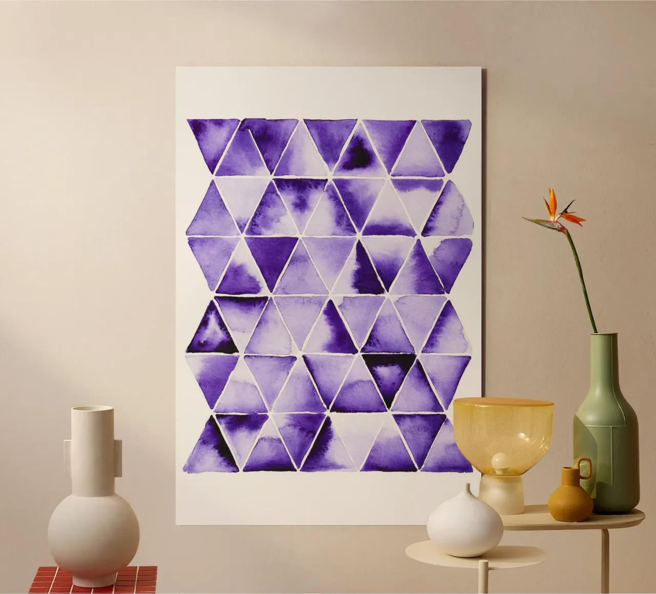 Alina Buffiere - Violette Dreiecke alluminio dibond da The Artcircle