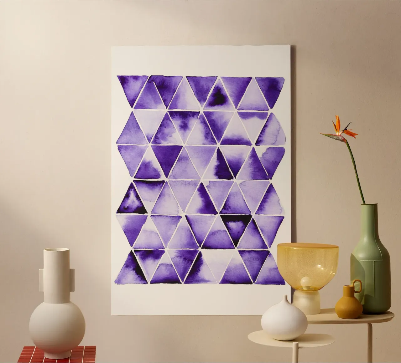 Alina Buffiere - Violette Dreiecke canvas met Baklijst van The Artcircle