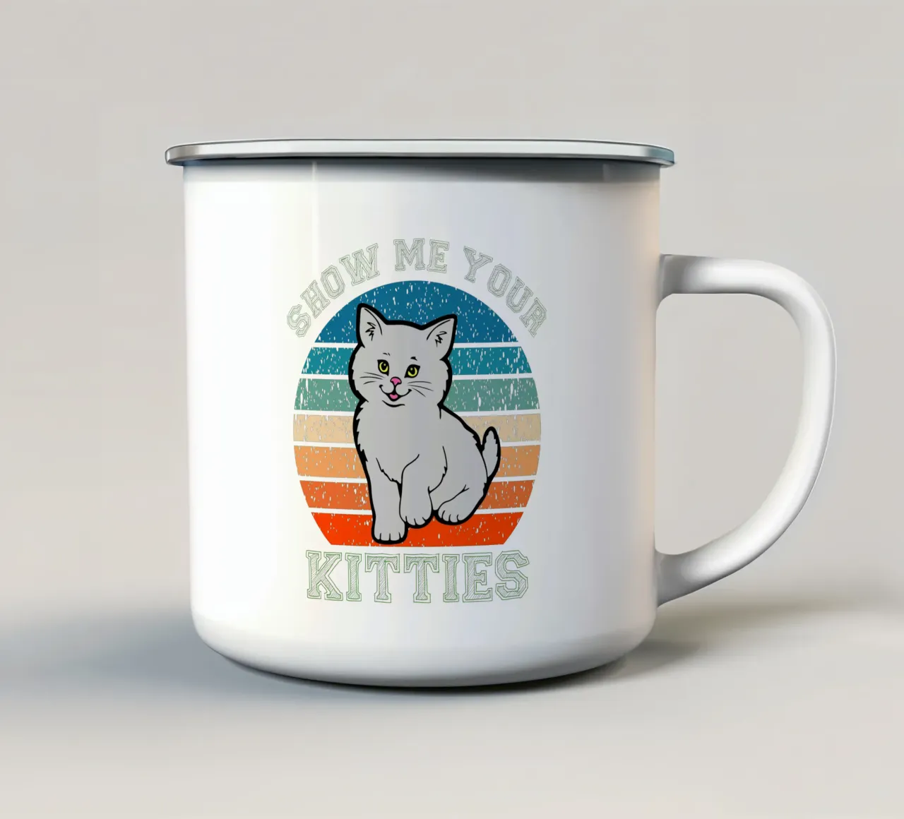 Show Me Your Kitties Iconisch Ontwerp emaille mok van vickeyroads