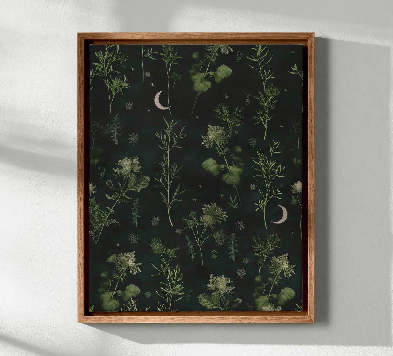 Botany Vintage Botanical New Moon Spiritual Garden Boho canvas with Floater frame by Gentle Echoes Art