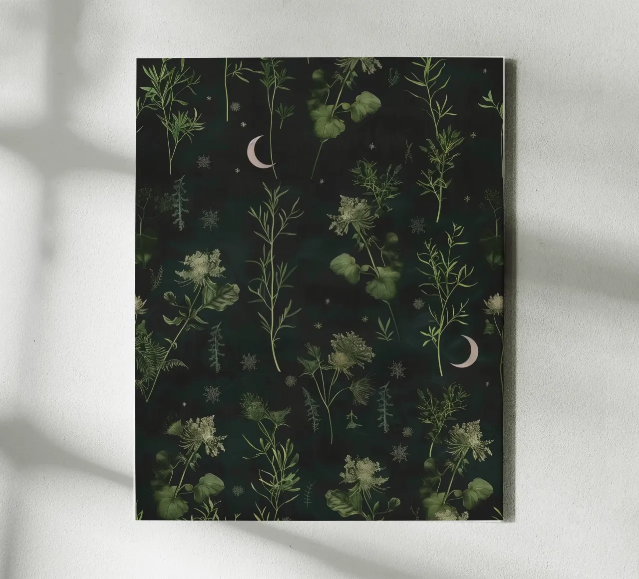 Botany Vintage Botanical New Moon Spiritual Garden Boho canvas with Floater frame by Gentle Echoes Art