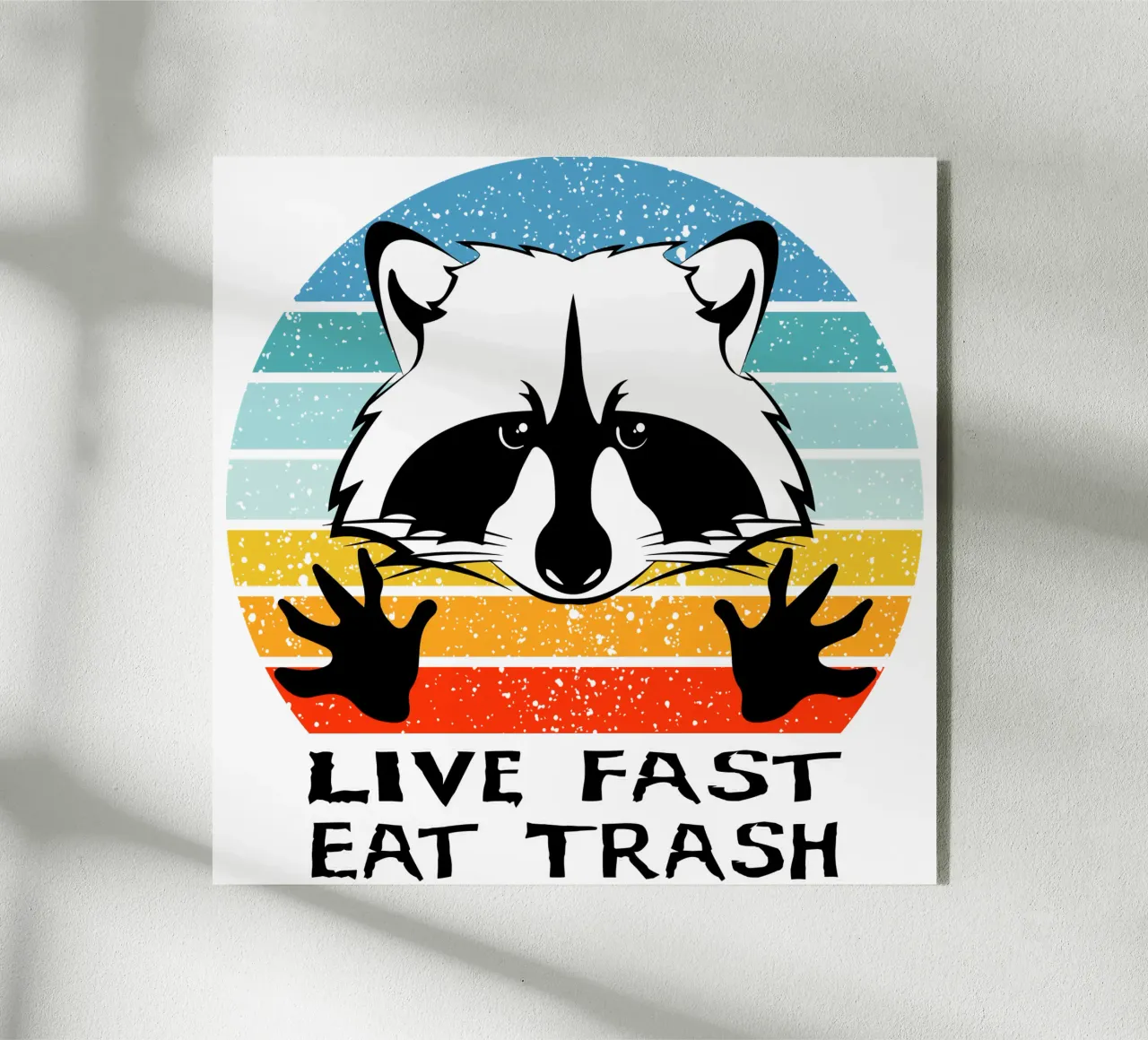 Live Fast Eat Trash Retro Design acrylic glass by vickeyroads