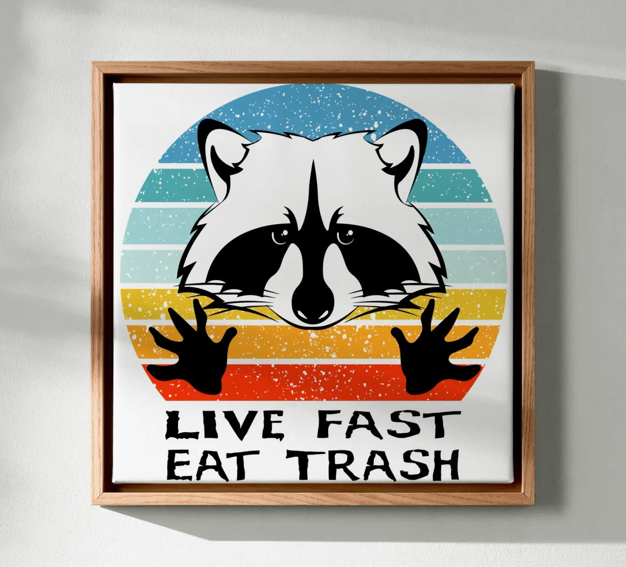 Live Fast Eat Trash Retro Ontwerp canvas van vickeyroads