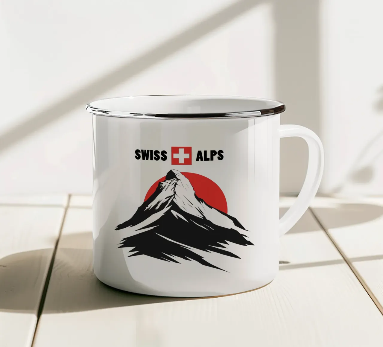 SWISS ALPS | Logo di design Cervino Alpi Svizzere tazza in smalto da Autofocus