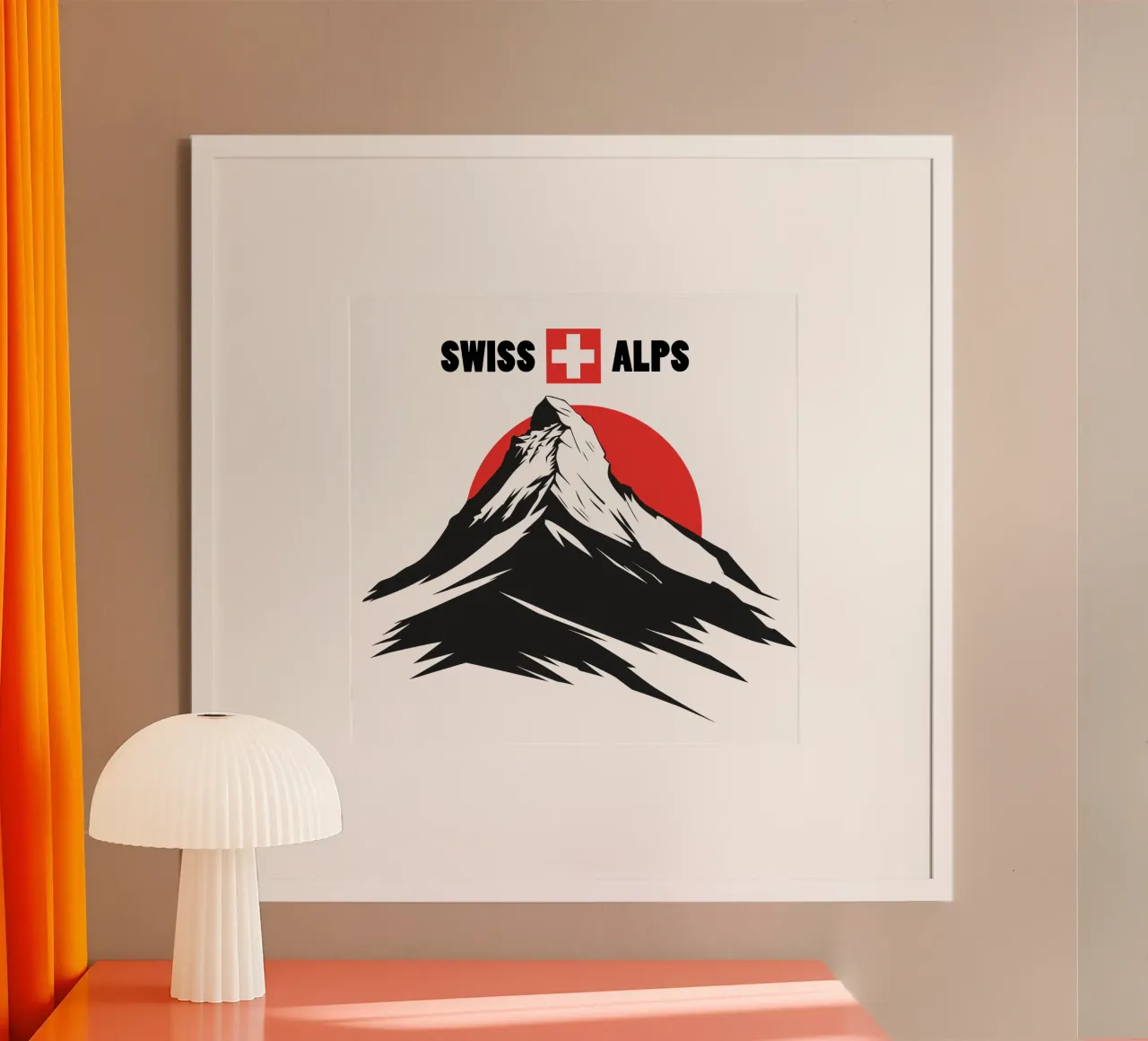 SWISS ALPS | Logo di design Cervino Alpi Svizzere poster con telaio in plastica da Autofocus