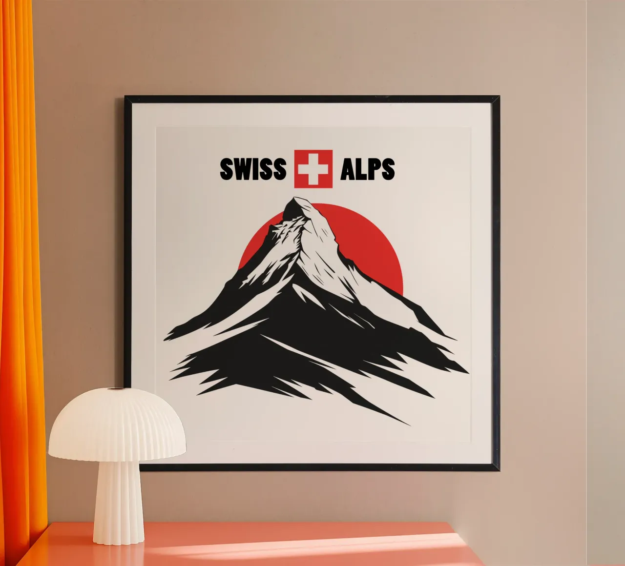 SWISS ALPS | Logo di design Cervino Alpi Svizzere poster con telaio in plastica da Autofocus