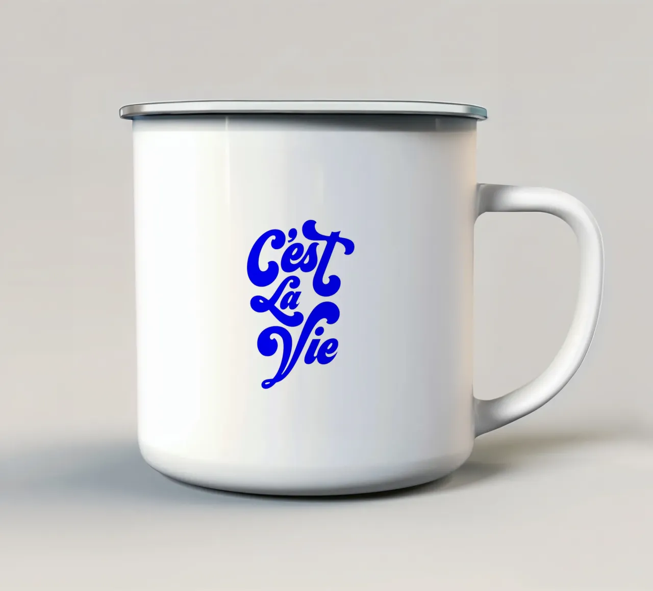 c'est la vie, citazione motivazionale francese tazza in smalto da The True Type