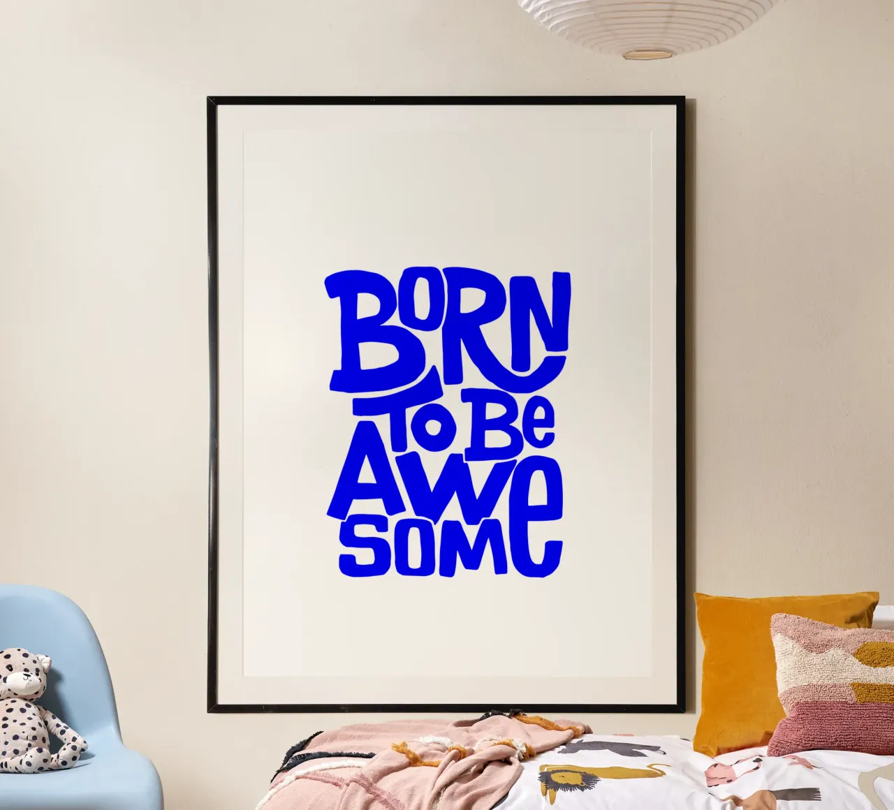 La vie est belle, citation d'une déclaration de motivation poster avec cadre en bois de The True Type