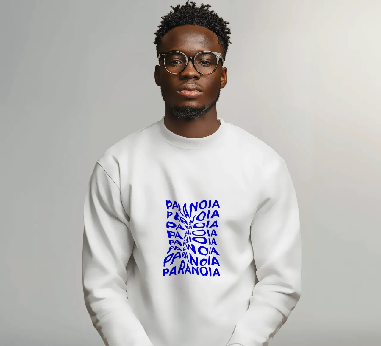 paranoia, optical illusion of liquid typography, statement l sweatshirt by The True Type