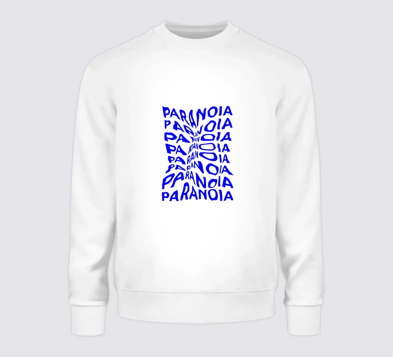 paranoia, optical illusion of liquid typography, statement l sweatshirt by The True Type