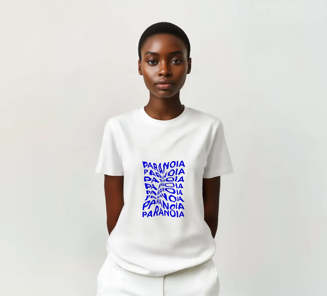 paranoia, optical illusion of liquid typography, statement l t-shirt by The True Type