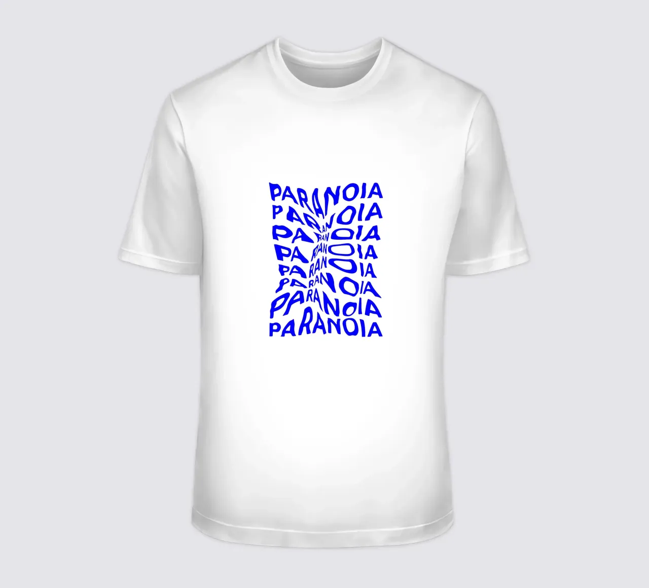 paranoia, optical illusion of liquid typography, statement l t-shirt by The True Type