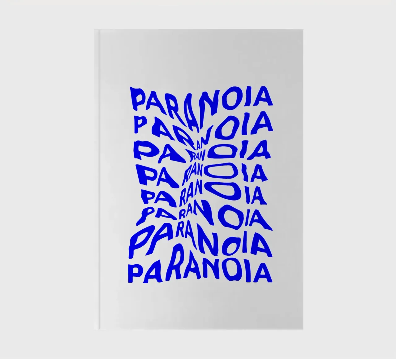 paranoia, optical illusion of liquid typography, statement l notebook by The True Type