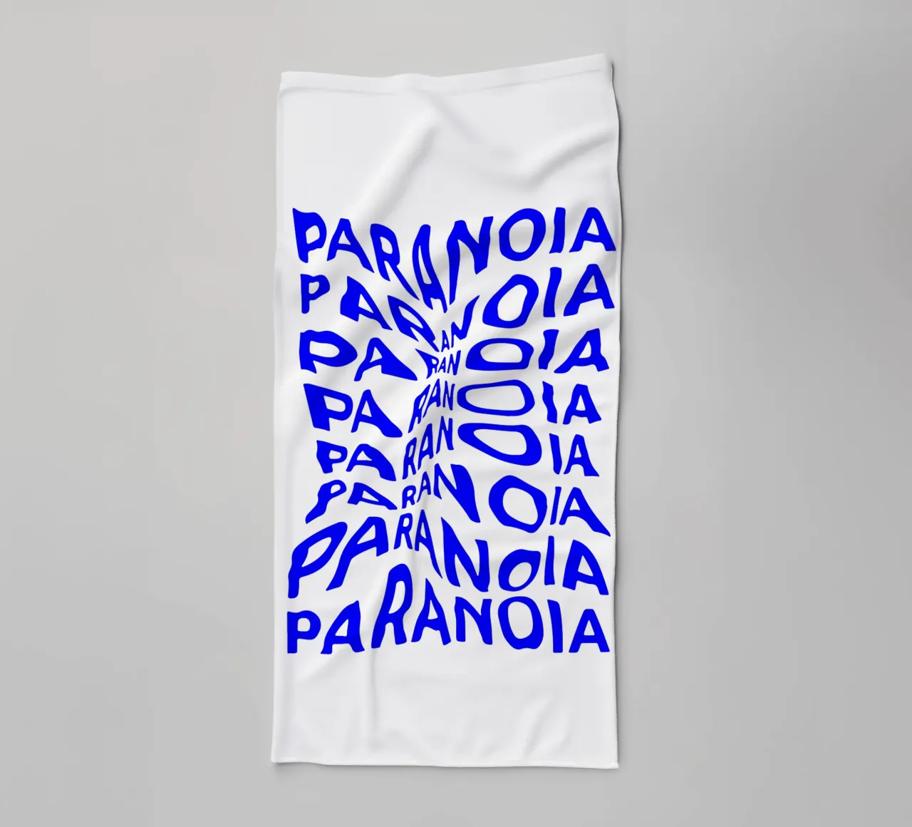 paranoia, optical illusion of liquid typography, statement l towel by The True Type