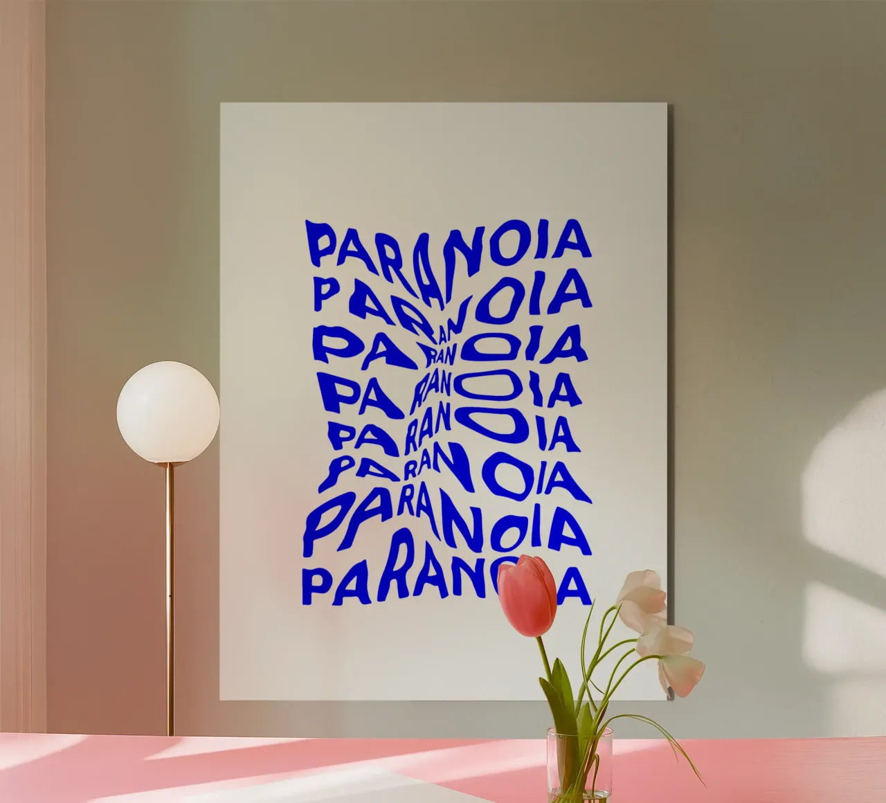 paranoia, optical illusion of liquid typography, statement l alu-dibond by The True Type