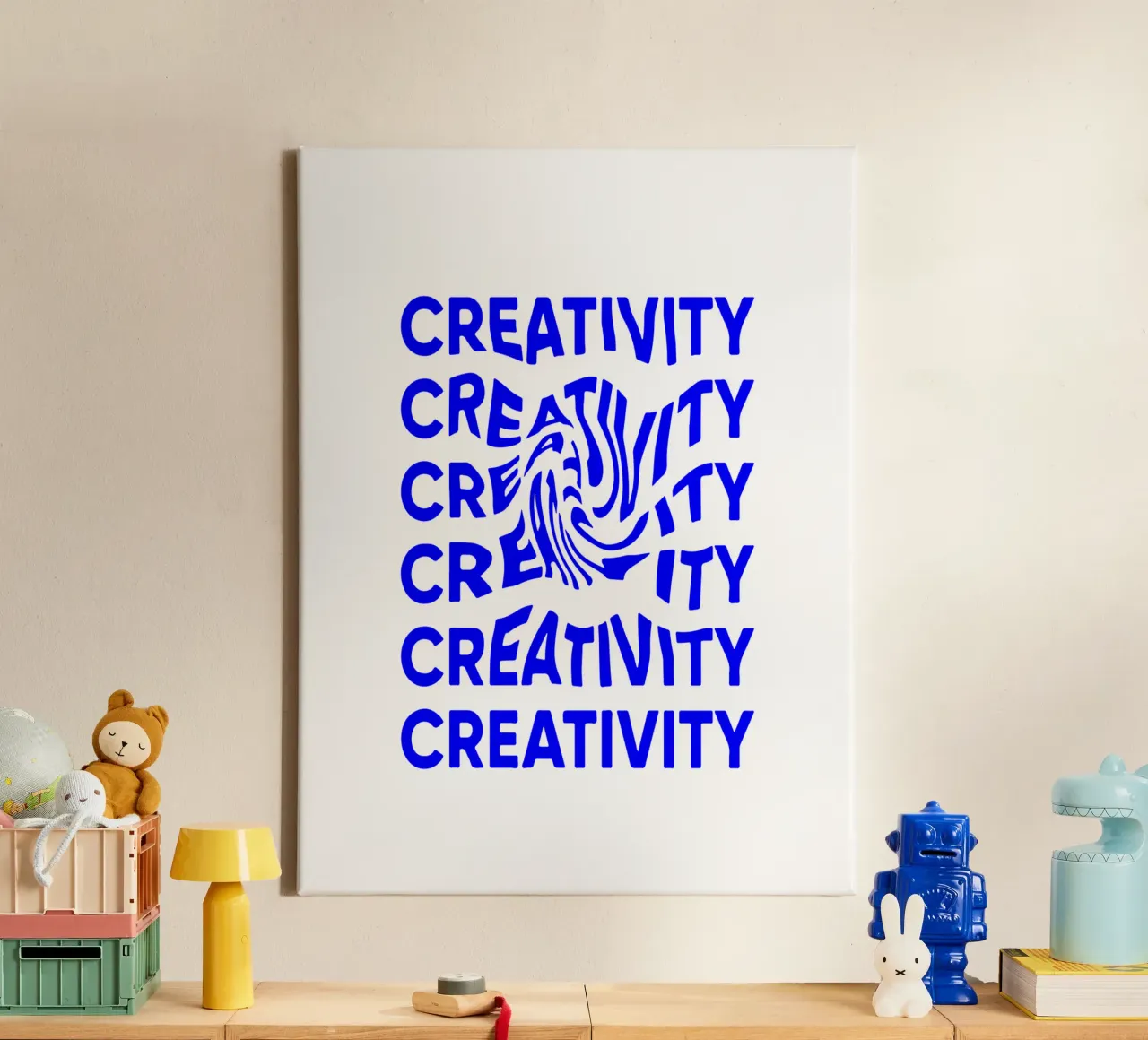 creativiteit, optische illusie van vloeibare typografie, verklaring canvas met Baklijst van The True Type