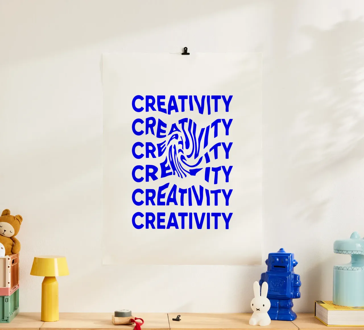 créativité, illusion d'optique de la typographie liquide, déclaration poster avec cadre en aluminium de The True Type