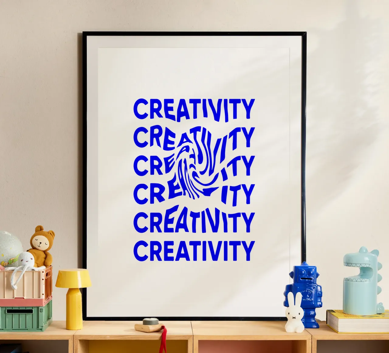 créativité, illusion d'optique de la typographie liquide, déclaration poster avec cadre en aluminium de The True Type