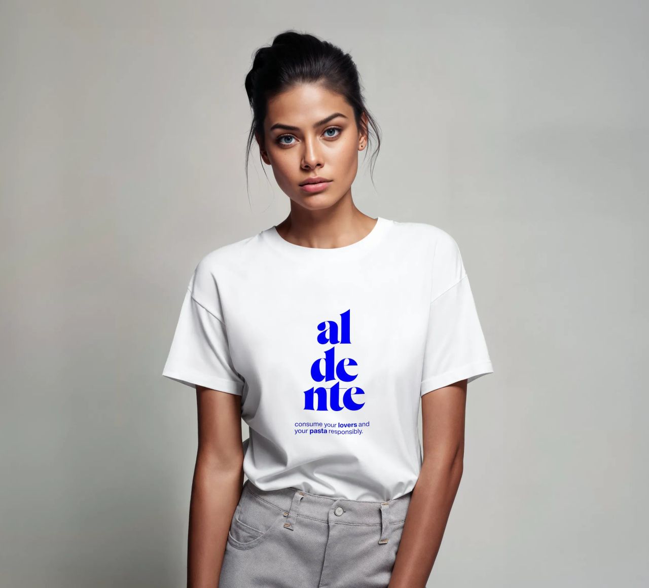 aldente statement print: Liebhaber & Pasta verantwortungsvoll konsumieren T-Shirt von The True Type