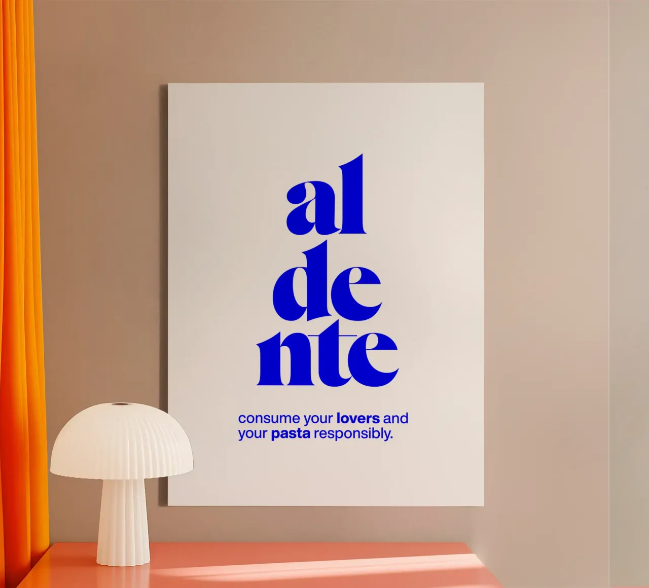 aldente statement print: consume lovers & pasta responsibly canvas with Floater frame by The True Type