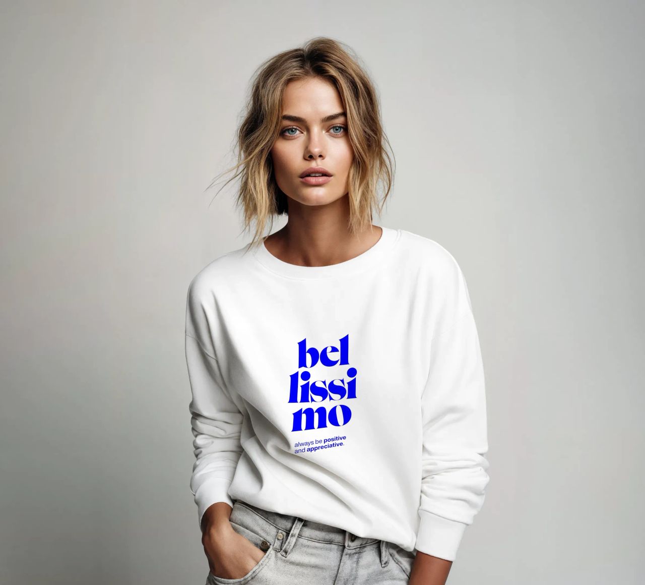 bellissimo statement print: siate positivi e riconoscenti felpa da The True Type