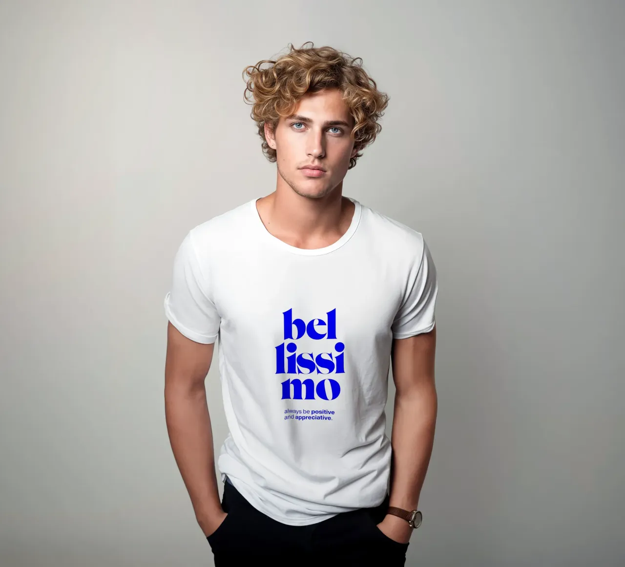 bellissimo statement print : être positif et appréciatif t-shirt de The True Type