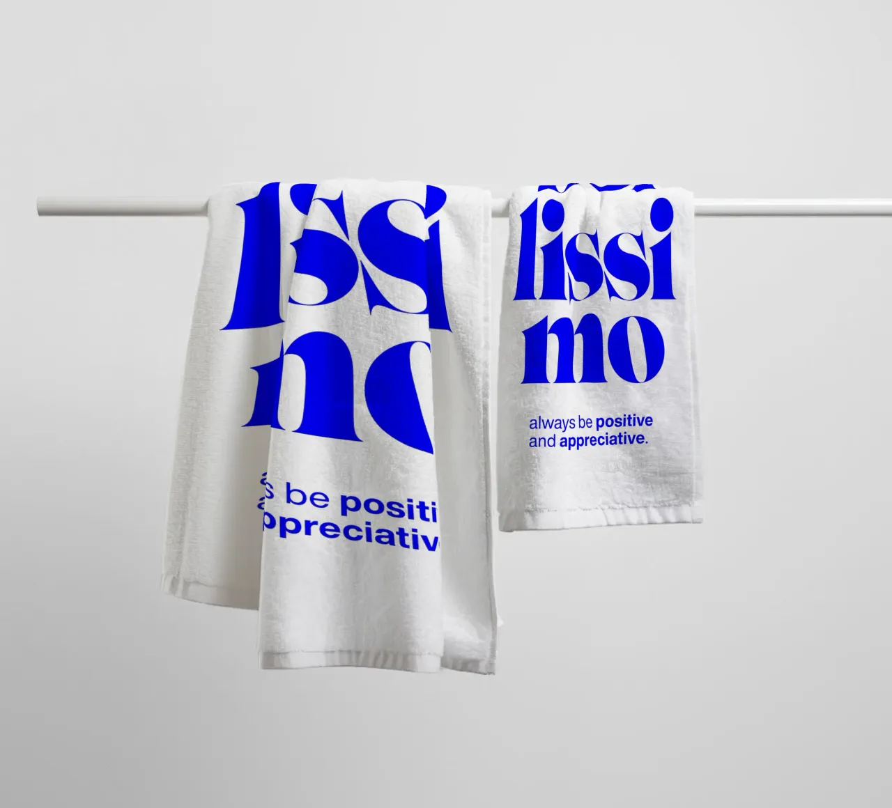 bellissimo statement print: be positive and appreciative towel by The True Type