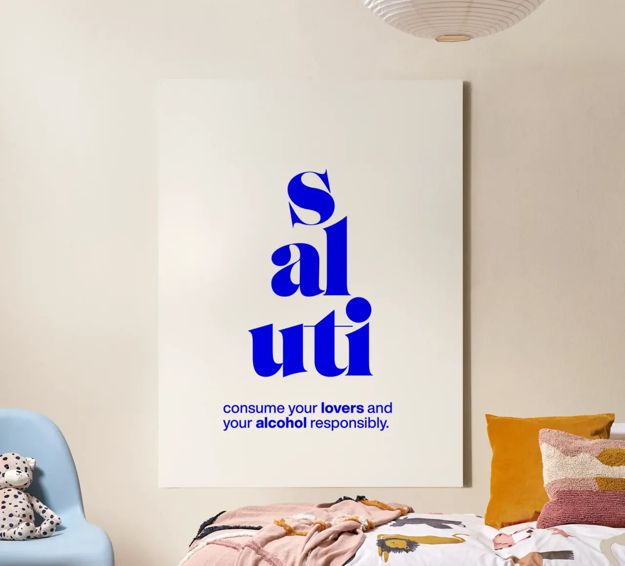 saluti statement print: consume lovers & alcohol responsibly canvas with Floater frame by The True Type