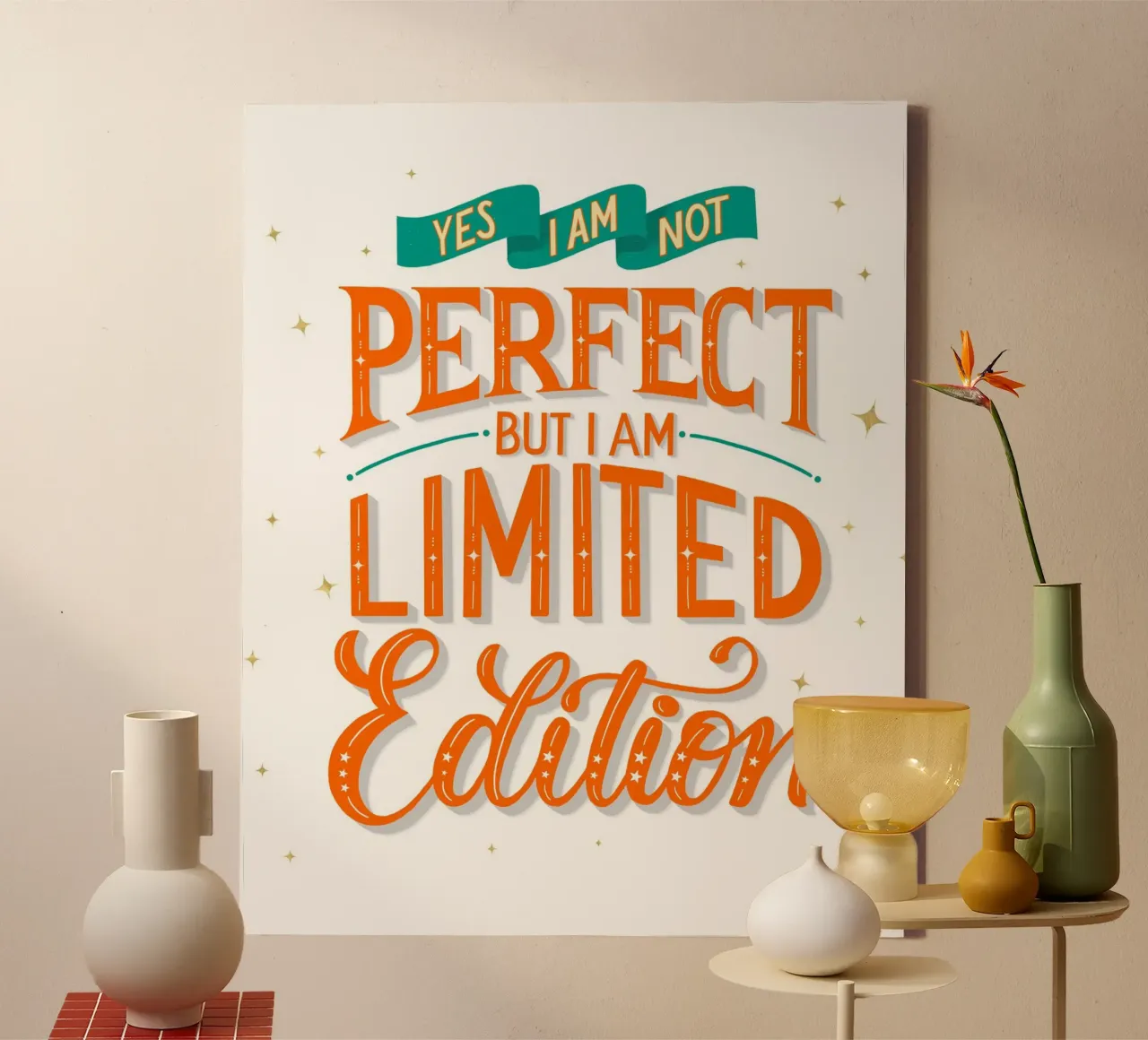 I Am Not Perfect. But I Am Limited Edition. Hand Lettering. canvas van CalliLetters